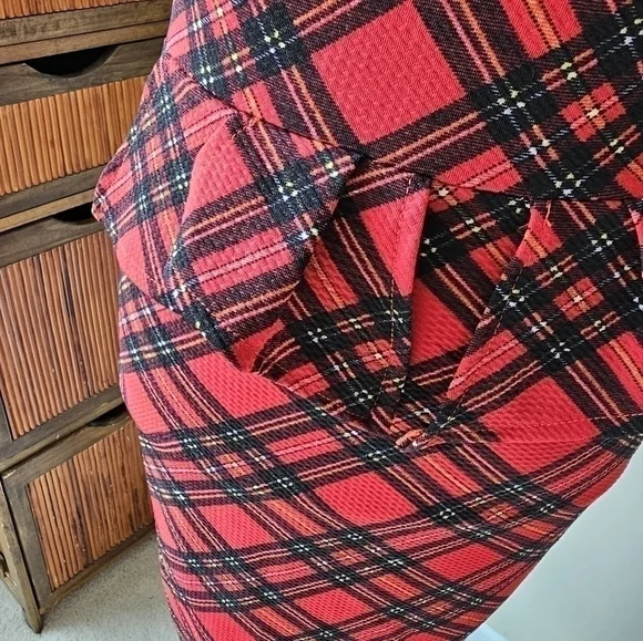 NWT Liva Girl red plaid peplum dress Sz. S - Picture 3 of 8
